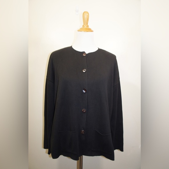 United Knitwear Black Button Down Knit Cardigan L - Picture 2 of 9